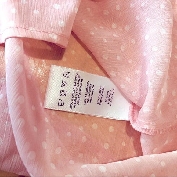 Kut from the Kloth Women’s Pink & White Spots Button Up Long Sleeve Blouse M - Picture 7 of 11